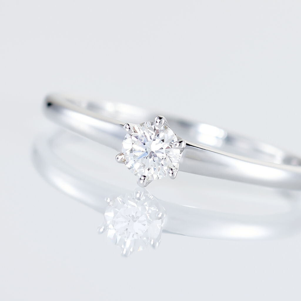 Bague Solitaire Natalia Or Blanc Diamant - Bagues solitaires Femme | Histoire d&rsquo;Or