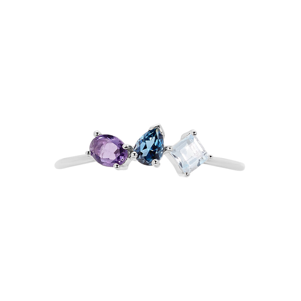 Bague Raika Or Blanc Amethyste Et Topaze - Bagues avec pierre Femme | Histoire d’Or