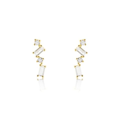 Boucles D'oreilles Puces Renita Or Jaune Oxyde De Zirconium - Clous d'oreilles Femme | Histoire d’Or