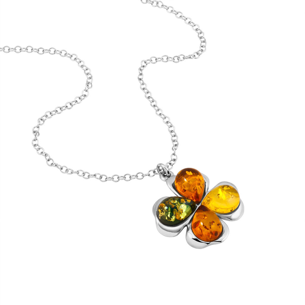 Collier Oviya Argent Blanc Ambre - Colliers fantaisie Femme | Histoire d’Or