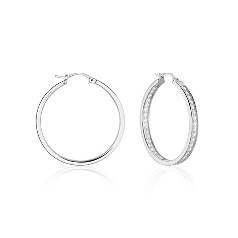 Créoles Classique Argent Blanc Django Oxyde De Zirconium - Boucles d'oreilles créoles Femme | Histoire d’Or