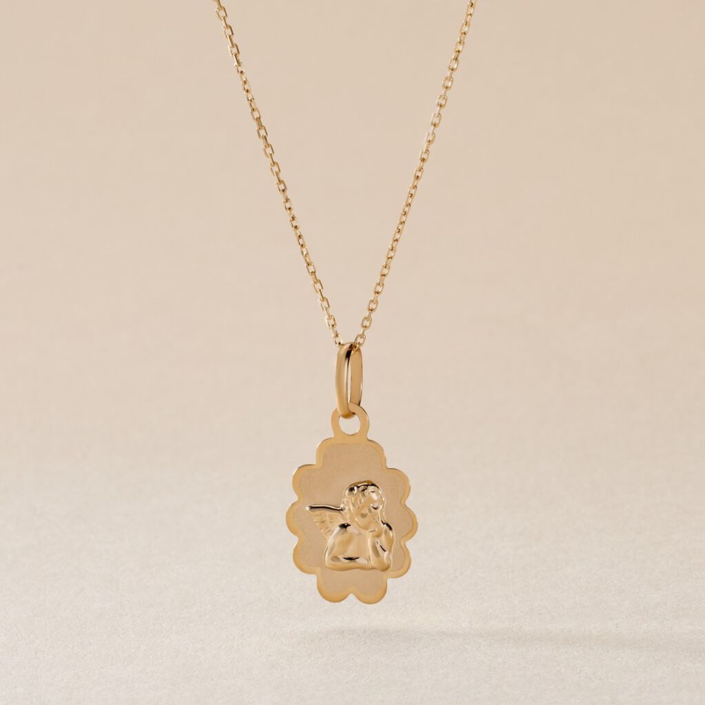 Pendentif Ange Nuage Or Jaune - Pendentifs Baptême Famille | Histoire d’Or