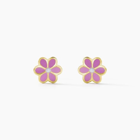 Boucles D'oreilles Puces Or Jaune Talia Email - Clous d'oreilles Enfant | Histoire d’Or