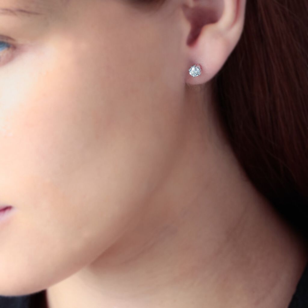 Boucles D'oreilles Puces Victoria Or Blanc Diamant - Clous d'oreilles Femme | Histoire d’Or