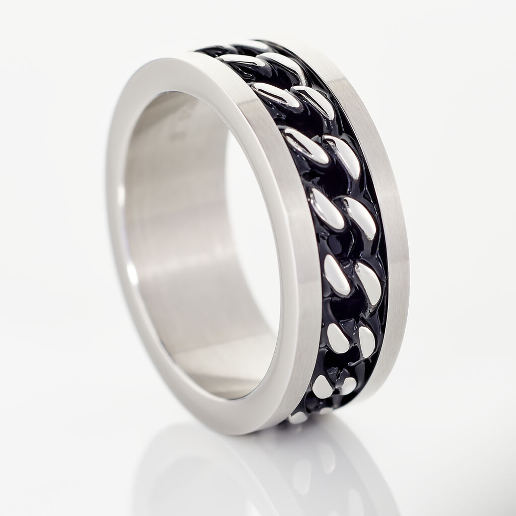 Bague Gaston Acier Blanc - Bagues fantaisie Homme | Histoire d’Or