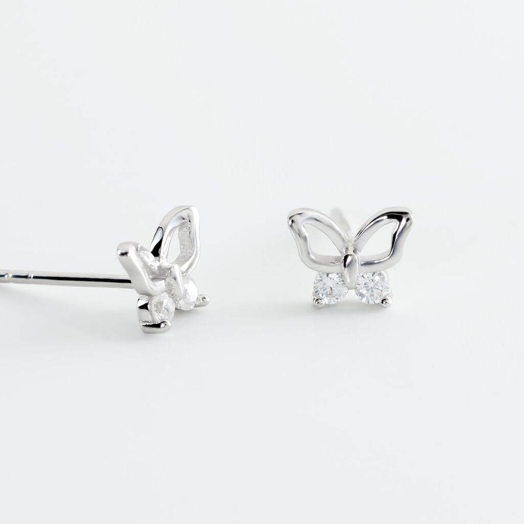 Boucles D'oreilles Puces Cyprian Argent Blanc Oxyde - Boucles d'oreilles fantaisie Femme | Histoire d’Or