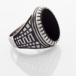 Bague Argent Blanc Thimeo Agathe Noire - Bagues solitaires Homme | Histoire d&rsquo;Or