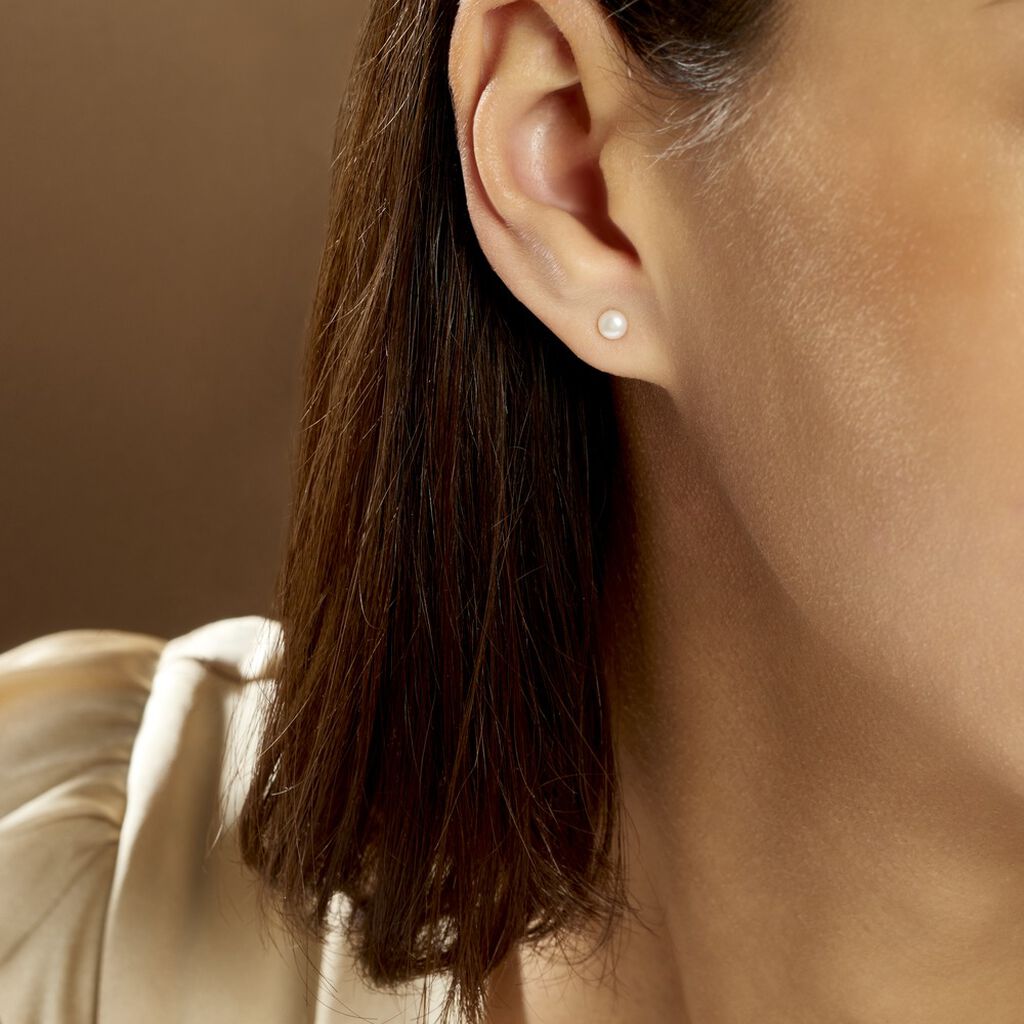 Boucles D'oreilles Puces Kesya Nacres Bouton Or Jaune Perle De Culture - Clous d'oreilles Famille | Histoire d’Or