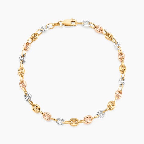 Bracelet Maille Dami Maille Grain De Cafe Or Tricolore - Bracelets cha&icirc;ne Femme | Histoire d&rsquo;Or