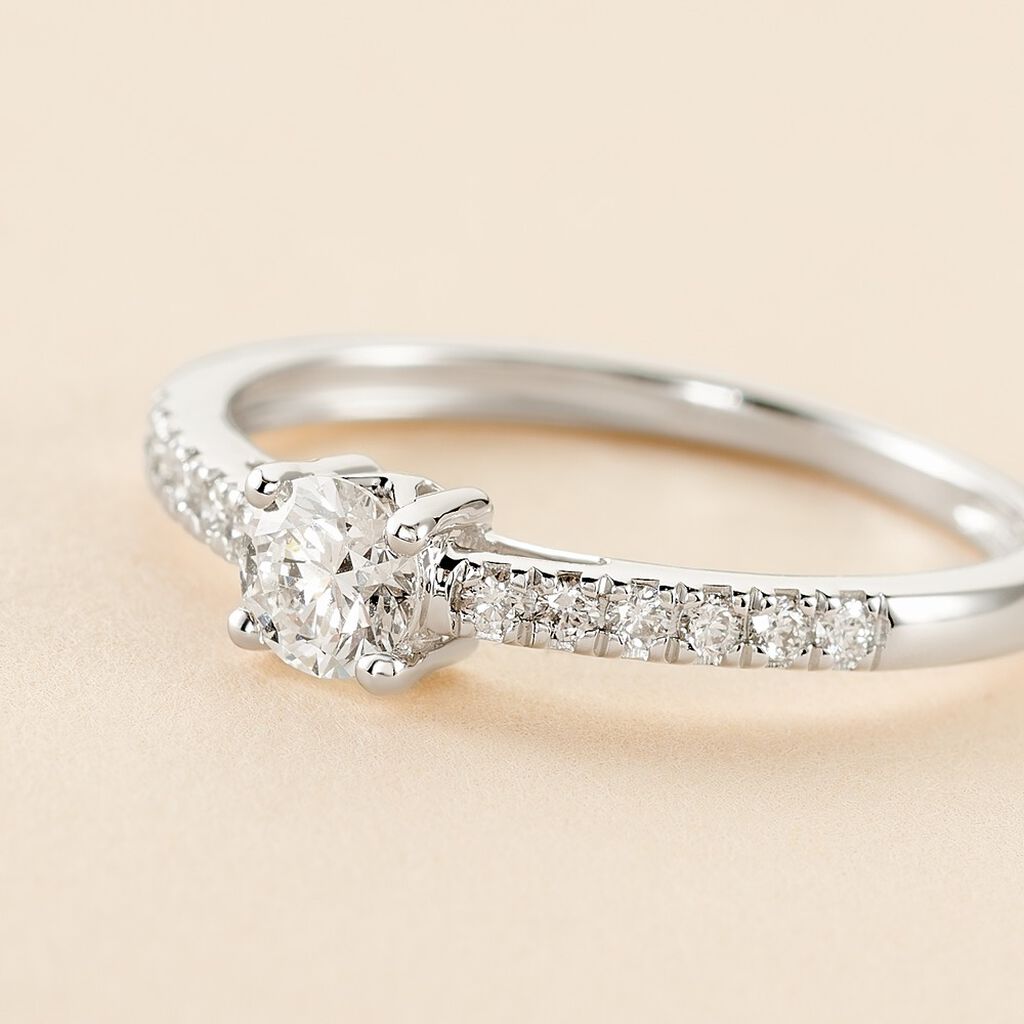 Bague Eliisa Or Blanc Diamant - Bagues solitaires Femme | Histoire d&rsquo;Or