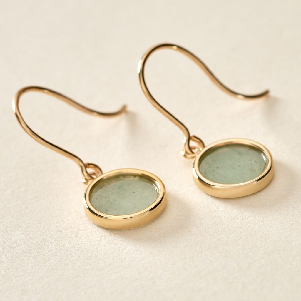 Boucles D'oreilles Pendantes Florica Or Jaune Aventurine - Boucles d'oreilles pendantes Femme | Histoire d’Or