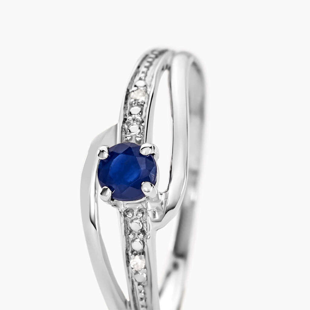 Bague Tanissia Or Blanc Saphir Et Diamant - Bagues solitaires Femme | Histoire d’Or