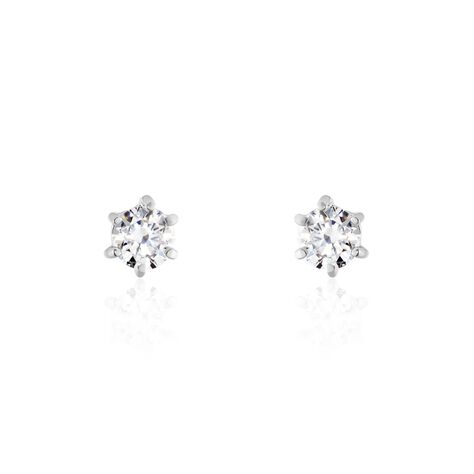 Boucles D'oreilles Puces Petrine Argent Blanc Oxyde De Zirconium - Boucles d'oreilles fantaisie Femme | Histoire d’Or