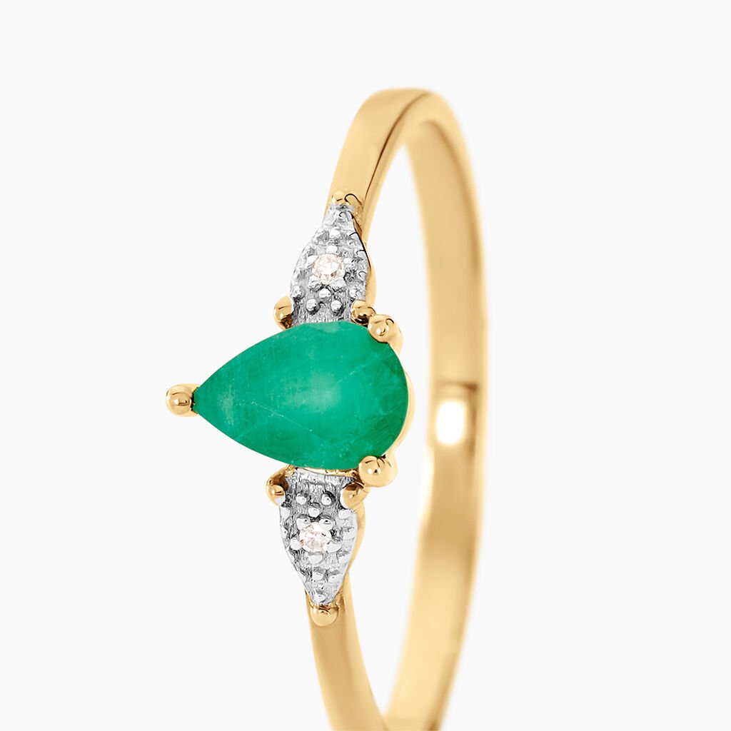 Bague Glykeria Or Jaune Emeraude Diamant - Bagues solitaires Femme | Histoire d&rsquo;Or