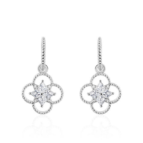 Boucles D'oreilles Pendantes Laetizia Fleur Argent Oxyde De Zirconium - Boucles d'oreilles fantaisie Femme | Histoire d’Or