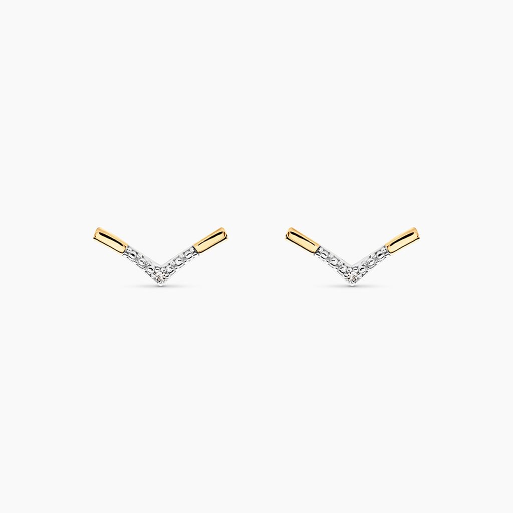Boucles D'Oreilles Puces Italus Or Jaune Diamant - Clous d'oreilles Femme | Histoire d&rsquo;Or