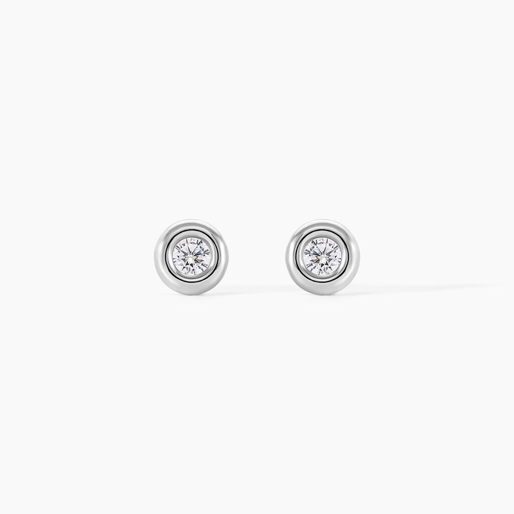 Boucles D'oreilles Puces Eden Serti Pneu Or Blanc Oxyde De Zirconium - Clous d'oreilles Femme | Histoire d&rsquo;Or