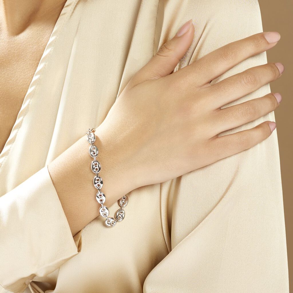Bracelet Carrus Maille Grain De Cafe Argent Blanc - Bracelets chaîne Femme | Histoire d’Or