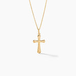 Pendentif Bathilde Croix Striee Or Jaune - Pendentifs Bapt&ecirc;me Famille | Histoire d&rsquo;Or