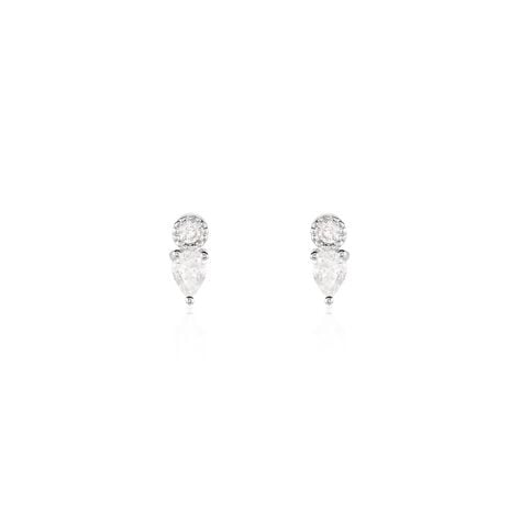 Boucles D'oreilles Puces Argent Blanc Delya Oxyde De Zirconium - Boucles d'oreilles fantaisie Femme | Histoire d’Or