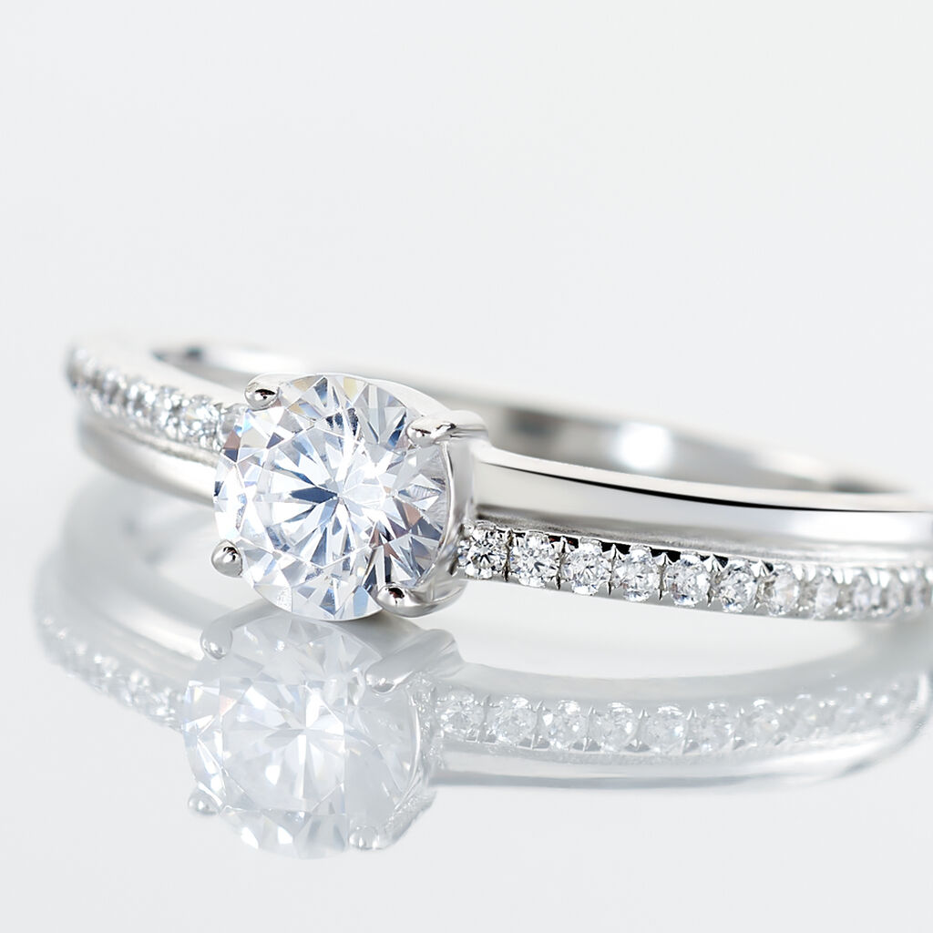 Bague Solitaire Sade Argent Blanc Oxyde De Zirconium - Bagues solitaires Femme | Histoire d&rsquo;Or