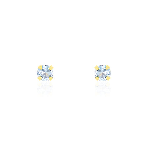 Boucles D'oreilles Puces Carin Serti Griffe 2 Or Jaune Oxyde - Clous d'oreilles Femme | Histoire d&rsquo;Or