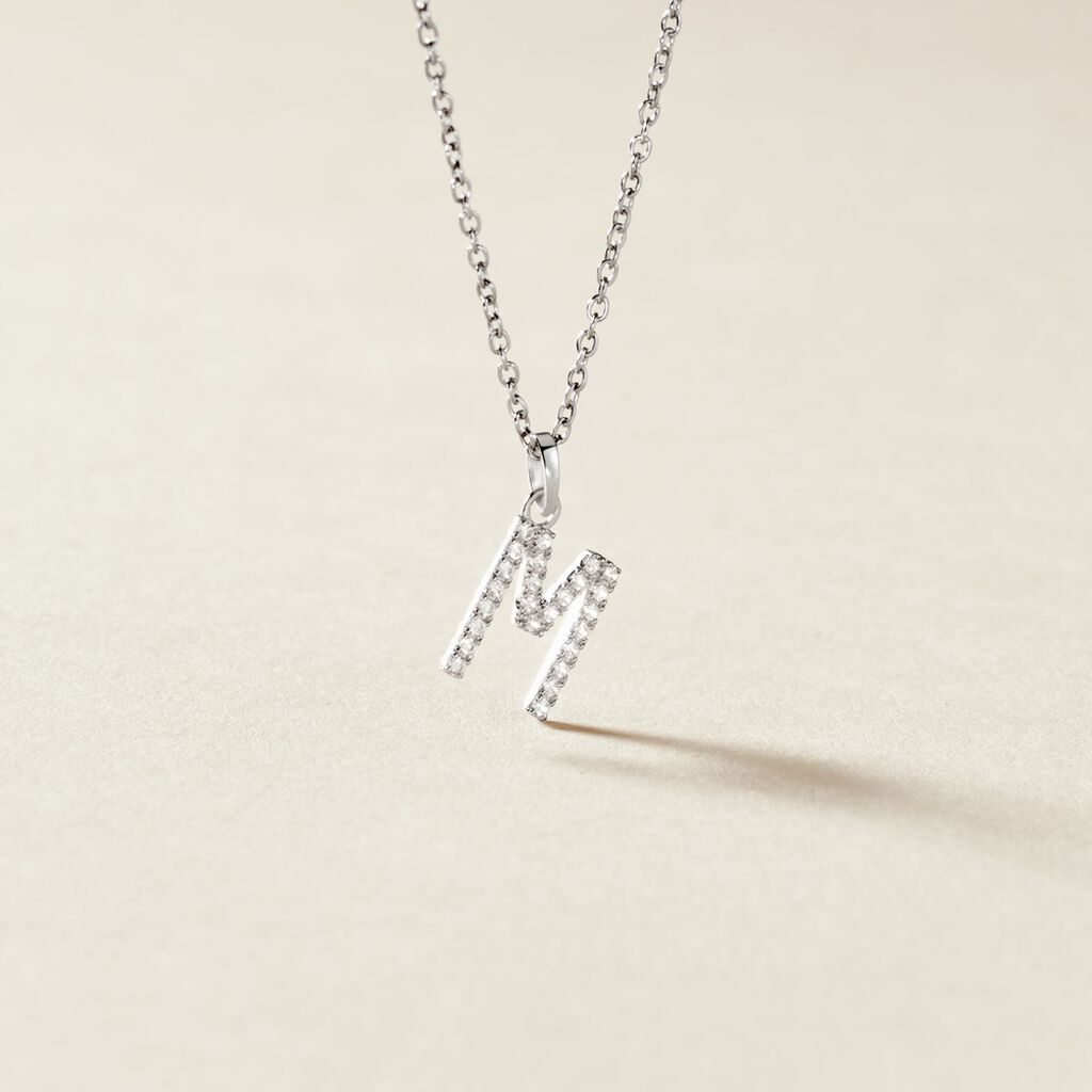 Pendentif Klementine Or Blanc Oxyde De Zirconium - Pendentifs Femme | Histoire d&rsquo;Or