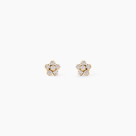 Boucles D'Oreilles Puces Aelith Or Jaune Oxyde De Zirconium - Clous d'oreilles Enfant | Histoire d&rsquo;Or