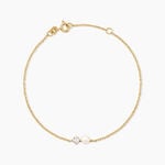 Bracelet Riita Argent Dor&eacute; A L'Or 750/1000 Perle De Culture Oxyde De Zirconium - Bracelets Femme | Histoire d&rsquo;Or