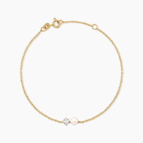 Bracelet Riita Argent Dor&eacute; A L'Or 750/1000 Perle De Culture Oxyde De Zirconium - Bracelets Femme | Histoire d&rsquo;Or