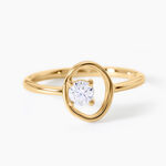 Bague Malgorzata Argent Dor&eacute; A L'Or 750/1000 Oxyde De Zirconium - Bagues solitaires Femme | Histoire d&rsquo;Or