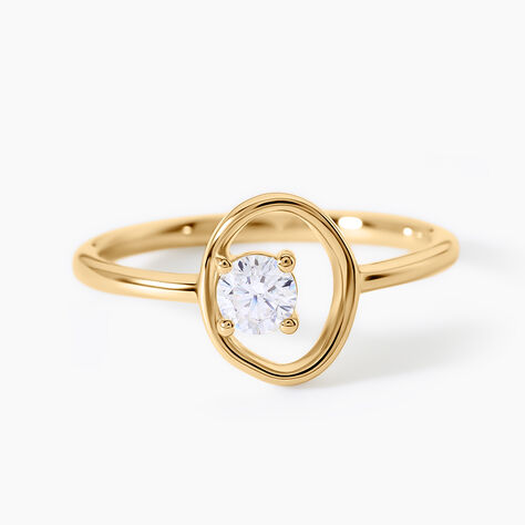 Bague Malgorzata Argent Dor&eacute; A L'Or 750/1000 Oxyde De Zirconium - Bagues solitaires Femme | Histoire d&rsquo;Or