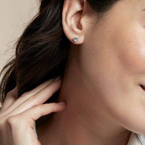 Boucles D'oreilles Puces Salona Or Blanc Topaze - Clous d'oreilles Femme | Histoire d’Or