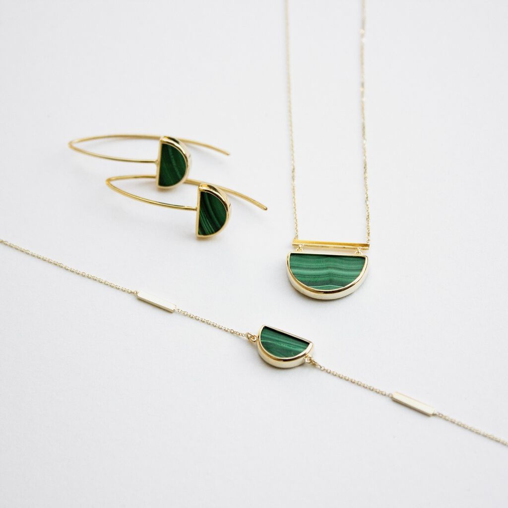 Boucles D'oreilles Pendantes Florica Or Jaune Malachite - Boucles d'oreilles pendantes Femme | Histoire d&rsquo;Or
