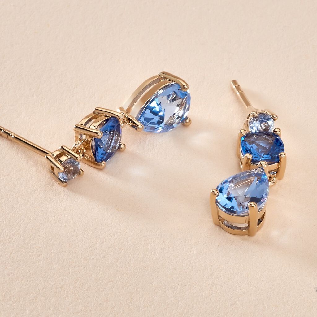 Boucles D'oreilles Pendantes Huffie Plaqu&eacute; Or Jaune Pierre D'imitation - Boucles d'oreilles pendantes Femme | Histoire d&rsquo;Or