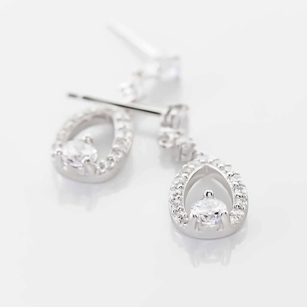 Boucles D'oreilles Pendantes Istanbul Argent Blanc Oxyde De Zirconium - Boucles d'oreilles fantaisie Femme | Histoire d’Or