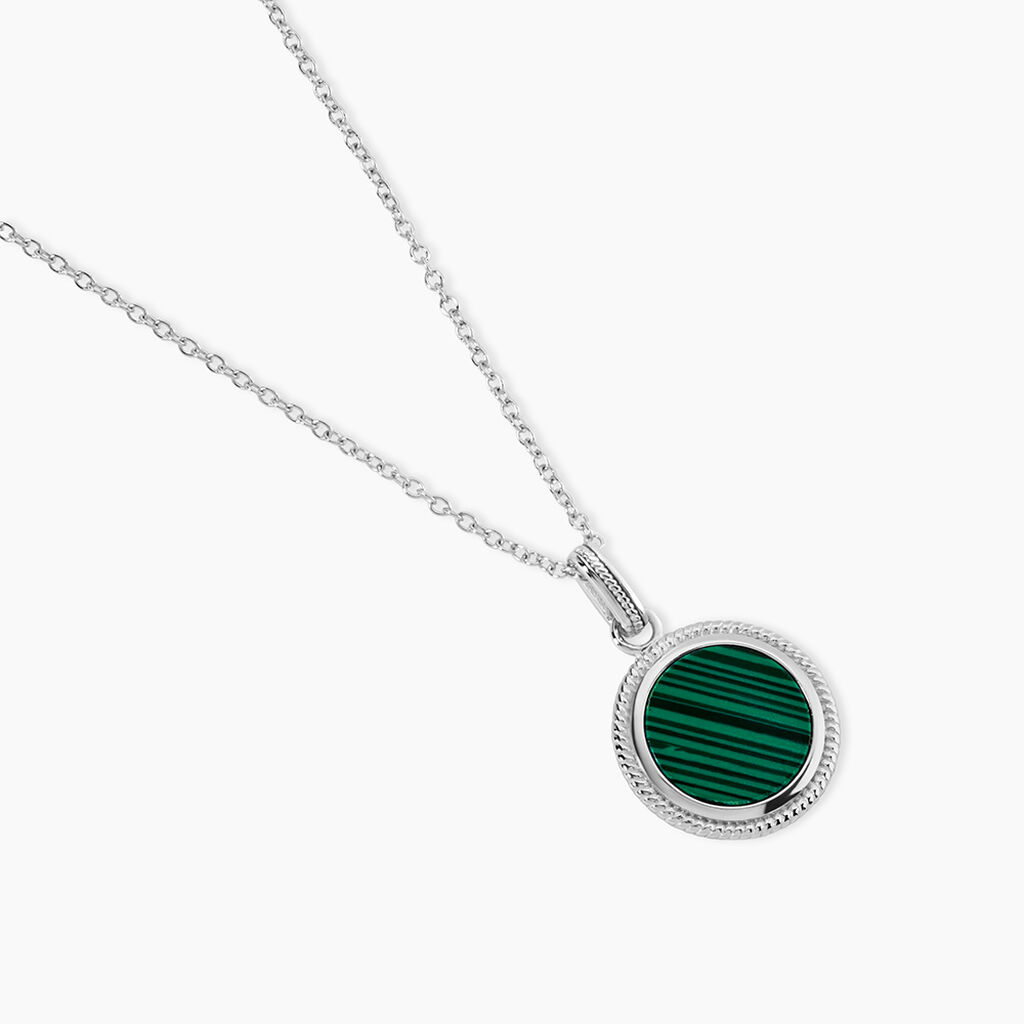 Collier Zea Argent Blanc Malachite - Colliers fantaisie Femme | Histoire d&rsquo;Or