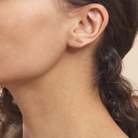 Boucles D'oreilles Puces Bartolomea Feuilles Or Jaune - Clous d'oreilles Femme | Histoire d’Or