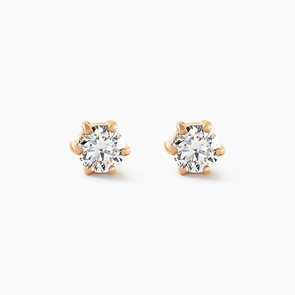 Boucles D'oreilles Puces Yléna Plaqué Or Jaune Oxyde De Zirconium - Boucles d'oreilles fantaisie Femme | Histoire d’Or