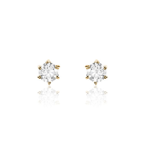 Boucles D'oreilles Puces Yléna Plaqué Or Jaune Oxyde De Zirconium - Boucles d'oreilles fantaisie Femme | Histoire d’Or