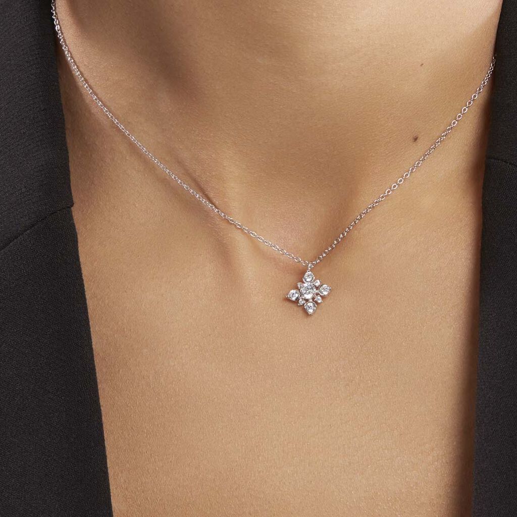 Collier Flocon Argent Blanc Oxyde De Zirconium - Colliers fantaisie Femme | Histoire d’Or