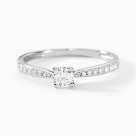 Bague Solitaire Laetitia Or Blanc Diamant - Bagues solitaires Femme | Histoire d’Or