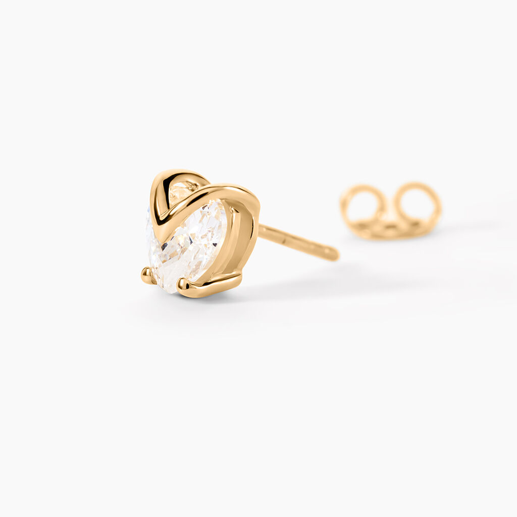 Boucles D'oreilles Puces Abelinia Plaqu&eacute; Or Jaune Oxyde De Zirconium - Boucles d'oreilles fantaisie Femme | Histoire d&rsquo;Or