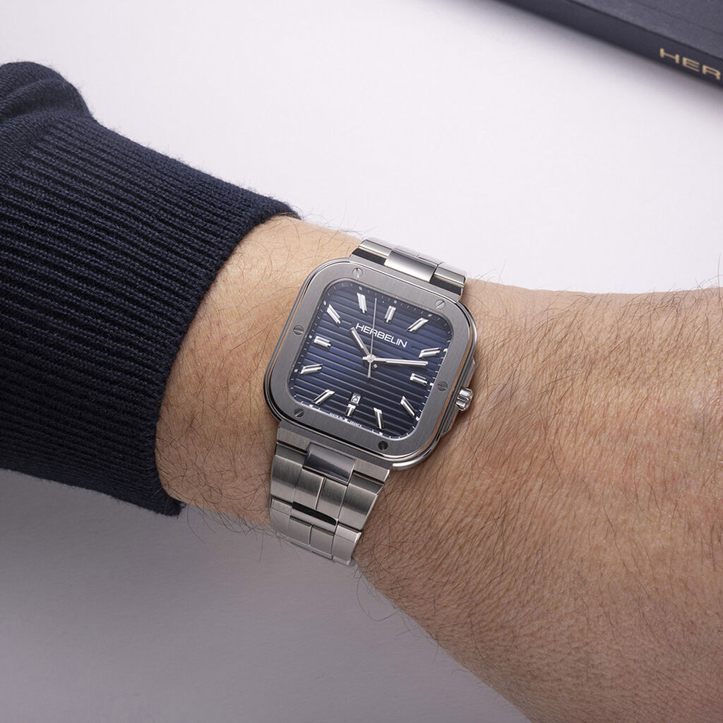 Montre Herbelin Cap Camarat Square Bleu - F&ecirc;te des p&egrave;res Homme | Histoire d&rsquo;Or