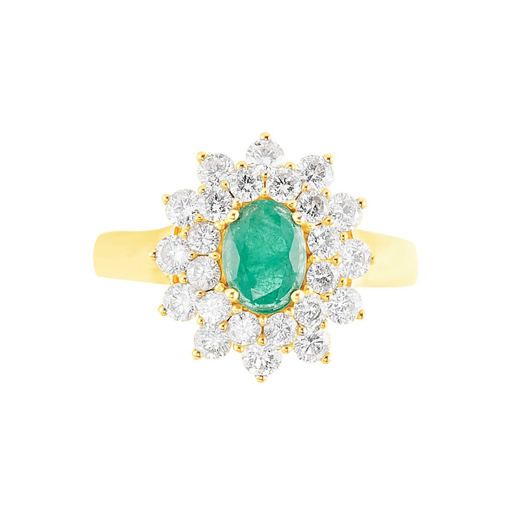 Bague Ivan Or Jaune Emeraude Et Diamant - Bagues solitaires Femme | Histoire d&rsquo;Or