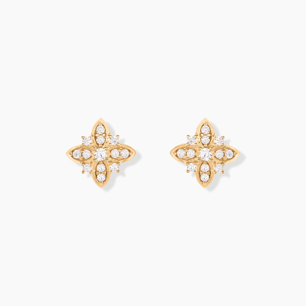 Boucles D'oreilles Puces Vaiana Plaqué Or Jaune Oxyde De Zirconium - Nouveautés Femme | Histoire d’Or