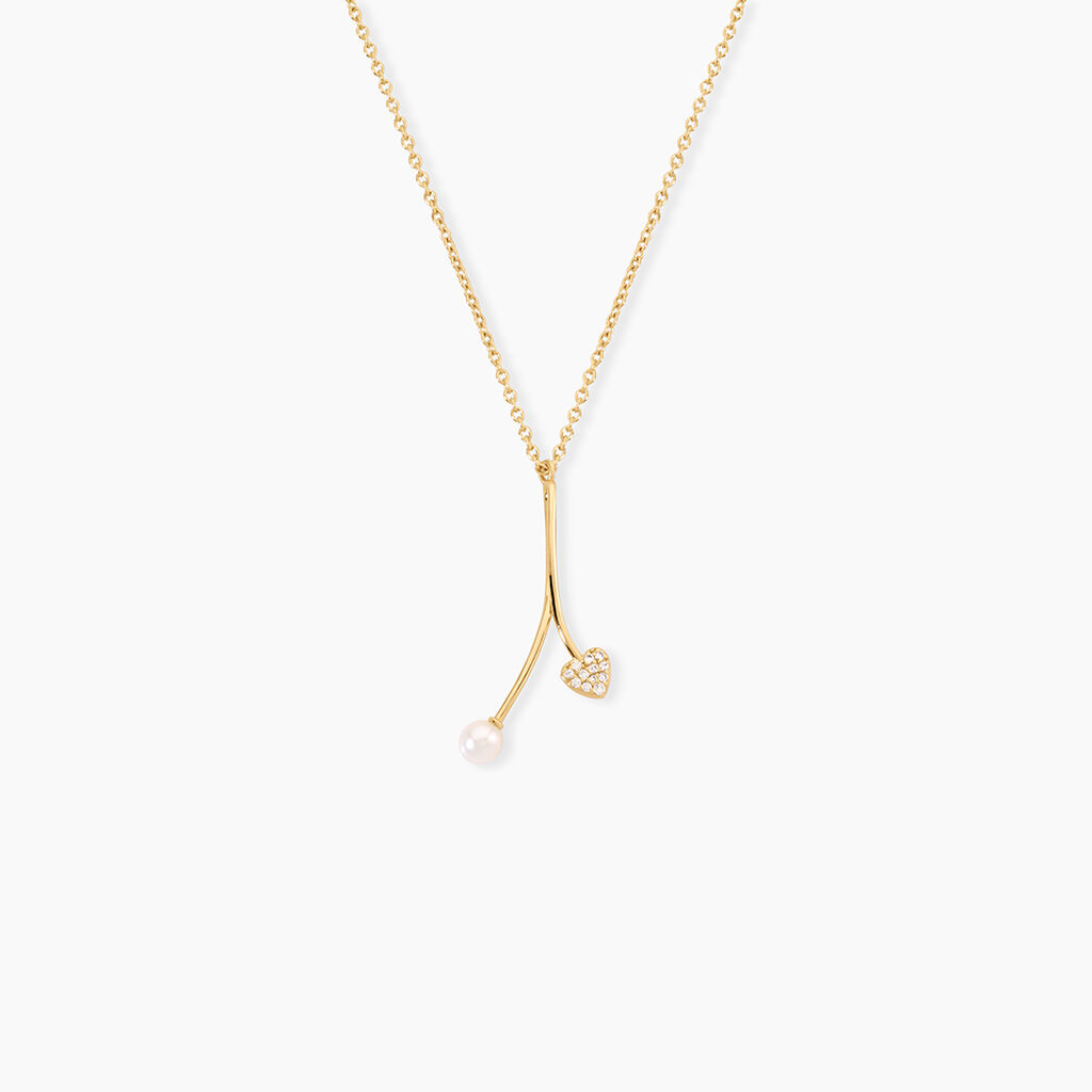 Collier Lucija Argent Dor&eacute; A L'Or 750/1000 Perle De Culture Oxyde De Zirconium - F&ecirc;te des m&egrave;res Femme | Histoire d&rsquo;Or