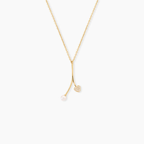Collier Lucija Argent Dor&eacute; A L'Or 750/1000 Perle De Culture Oxyde De Zirconium - F&ecirc;te des m&egrave;res Femme | Histoire d&rsquo;Or