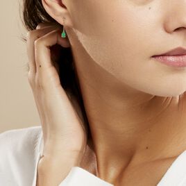 Boucles D'oreilles Pendantes Goutte Or Jaune Emeraude - Boucles d'oreilles pendantes Femme | Histoire d’Or