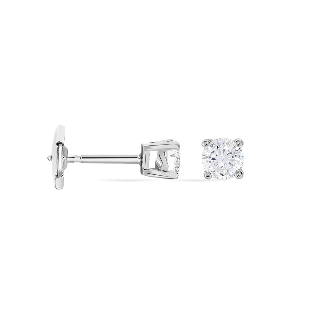Boucles D'oreilles Puces Victoria Or Blanc Diamant - Clous d'oreilles Femme | Histoire d&rsquo;Or